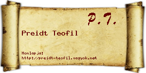 Preidt Teofil névjegykártya